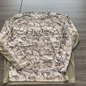 Huk Men's Tan Camo Long Sleeve Shirt